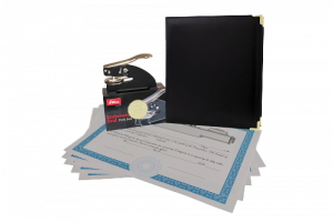 PRINTED ON FAUX LEATHER BLACK BINDER